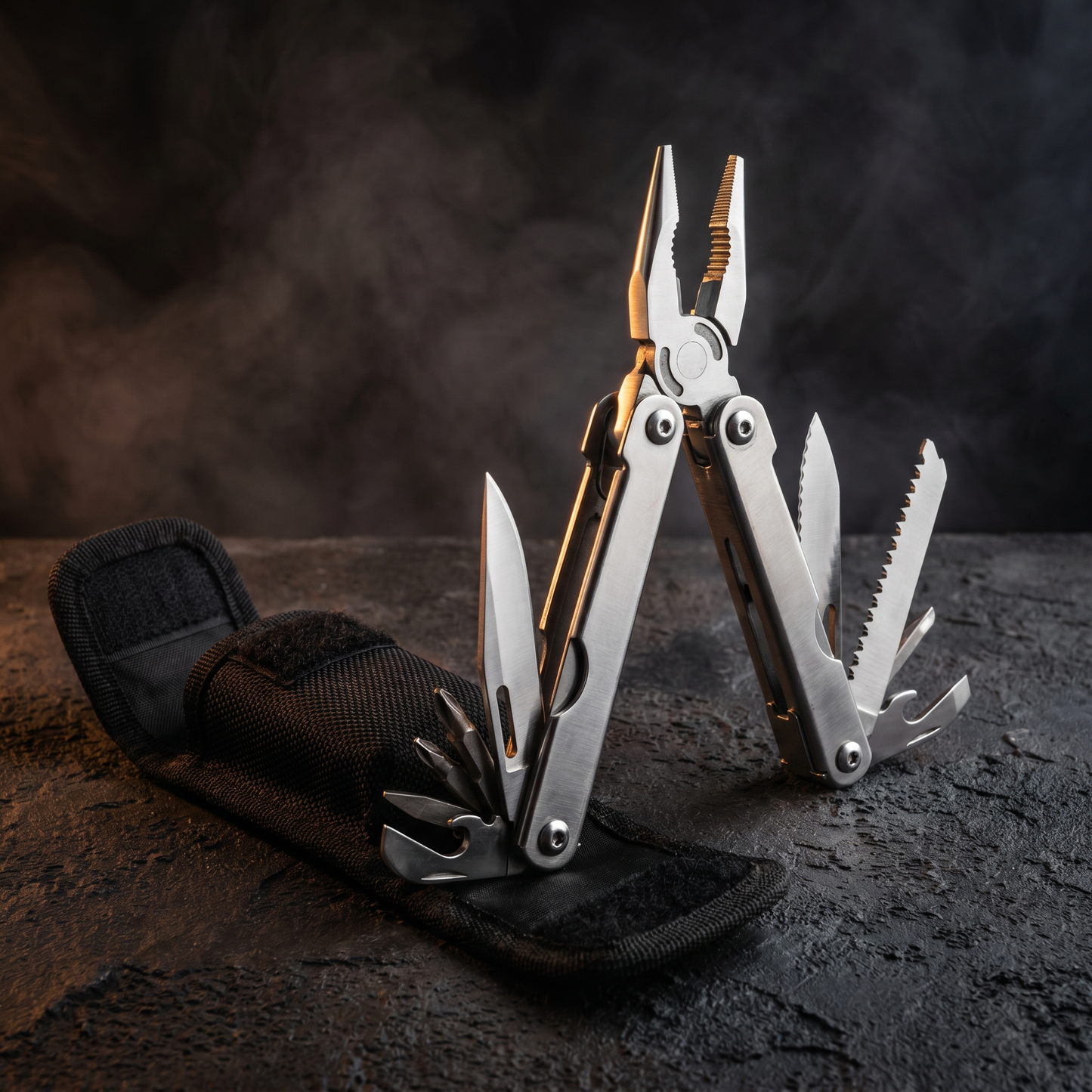 Multitool 15-in-1 Edelstahl – mit Gürteltasche
